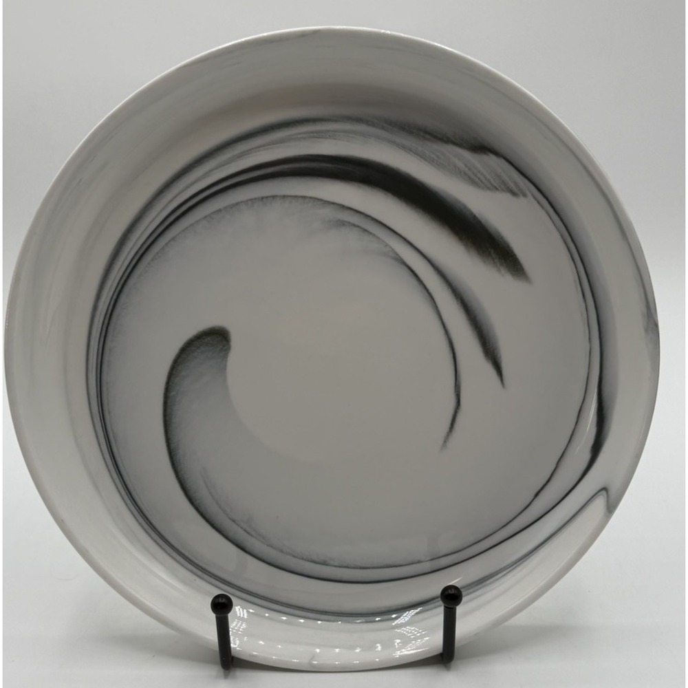 Artisanal Kitchen Supply Coupe Marble Black Salad Plate‎ 8" Swirl Stoneware